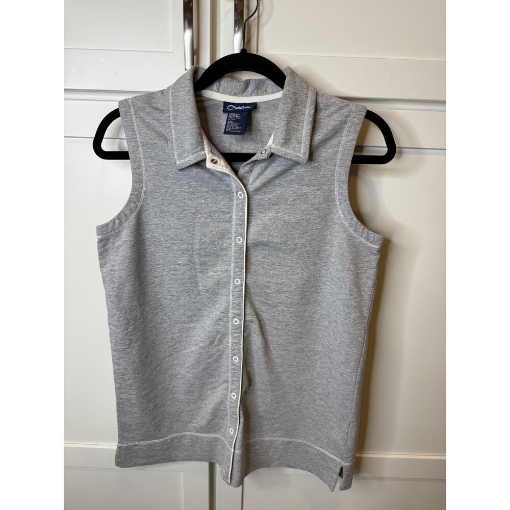 Catalina Gray Snap Front Collared Shirt Women's Size Medium 32/34 Casual Lounge